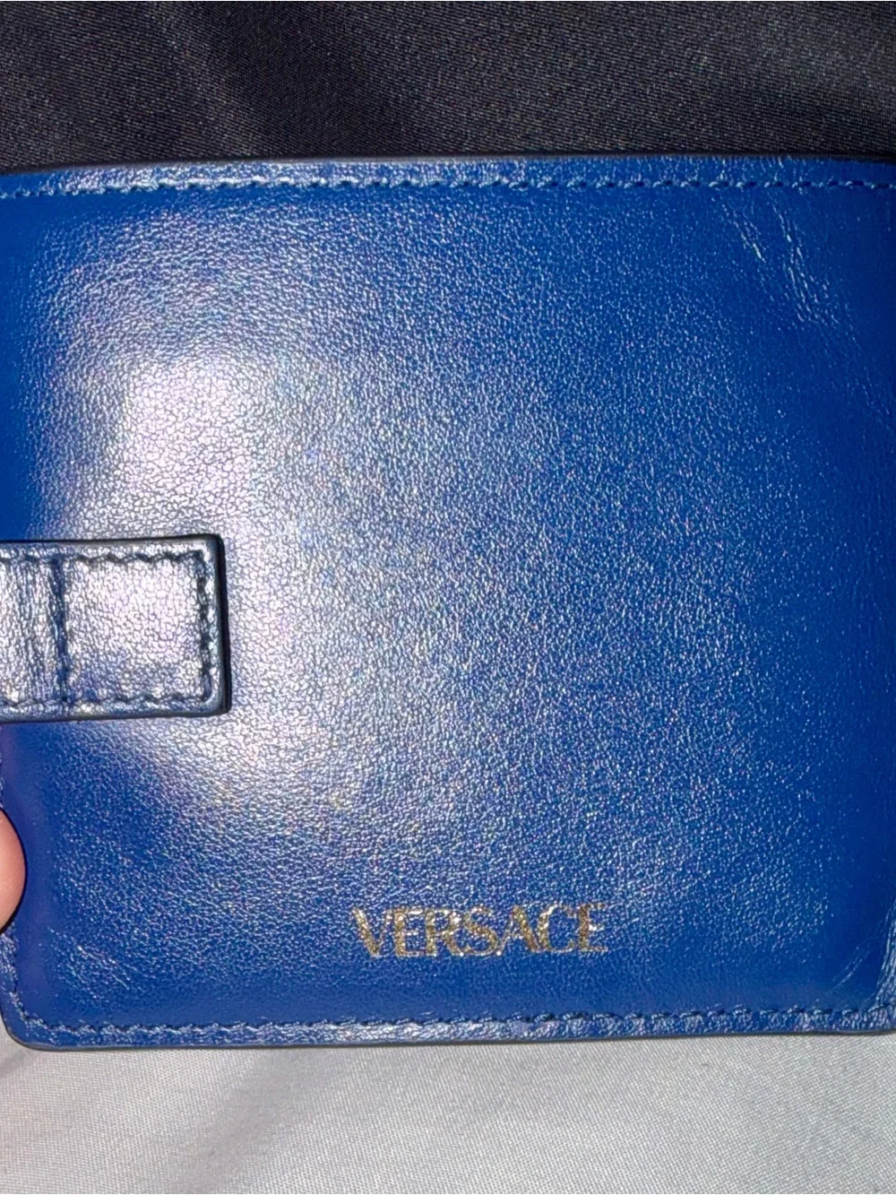 Pre-Loved VERSACE Men’s Blue Wallet + Black Nylon Drawstring Backpack (Unused!)